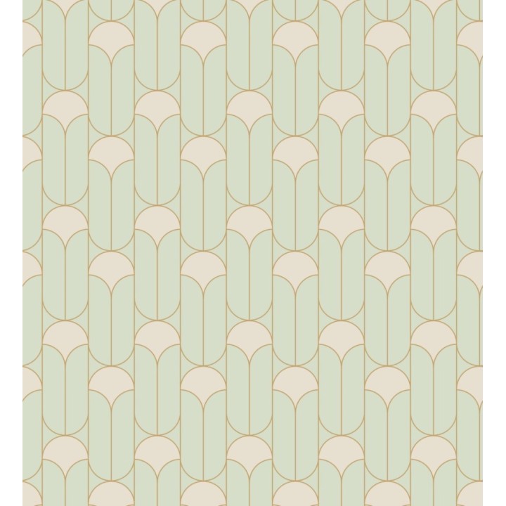 Papel pintado geométrico estilo Art déco con inserciones doradas - Marlene 128651