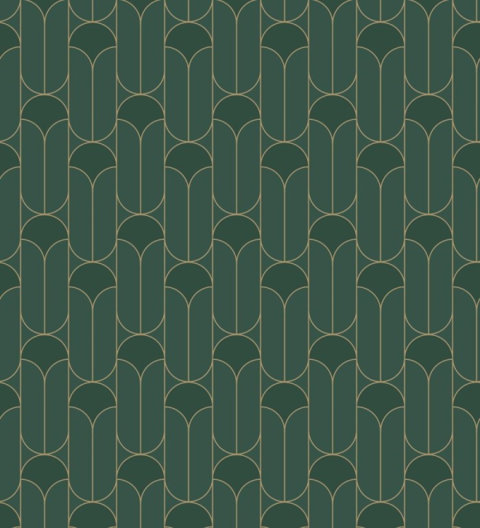 Papel pintado geométrico estilo Art déco con inserciones doradas - Marlene 128653