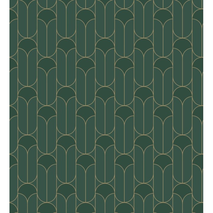 Papel pintado geométrico estilo Art déco con inserciones doradas - Marlene 128653