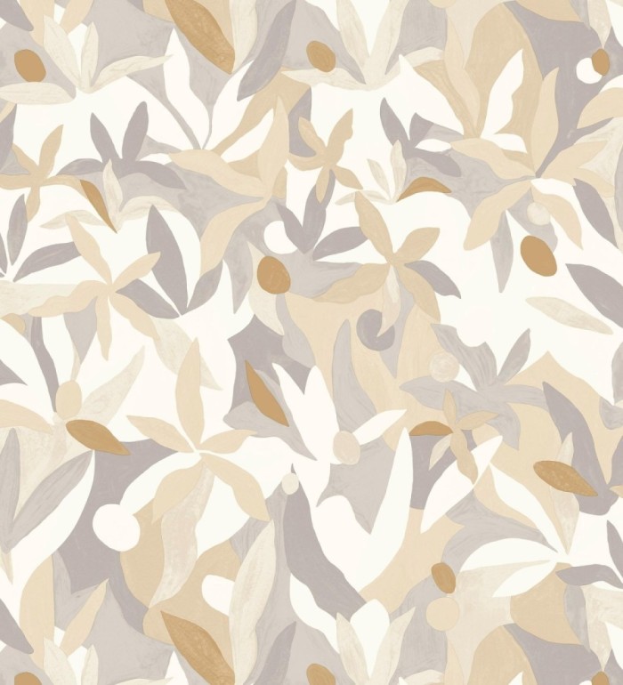 Papel pintado de hojas pintadas con acuarela estilo africano - Kendi 128661