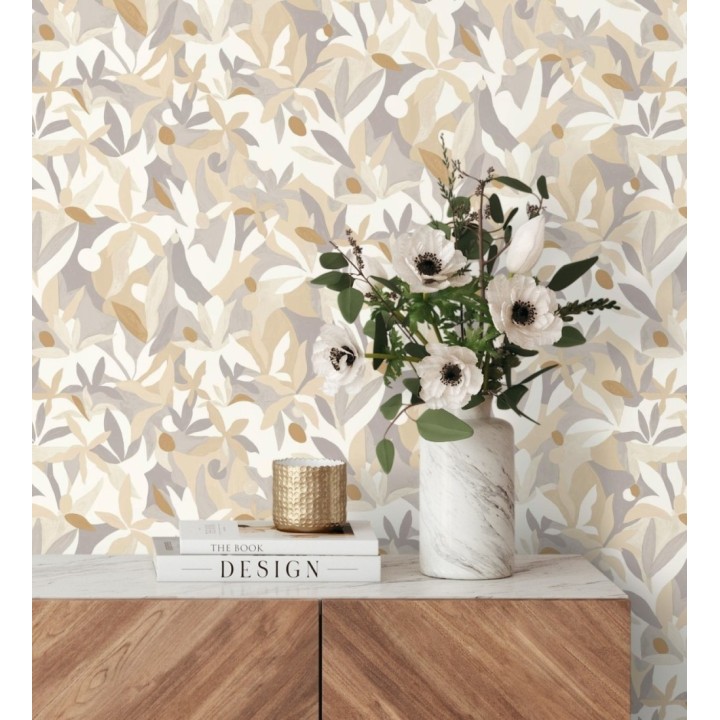 Papel pintado de hojas pintadas con acuarela estilo africano - Kendi 128661