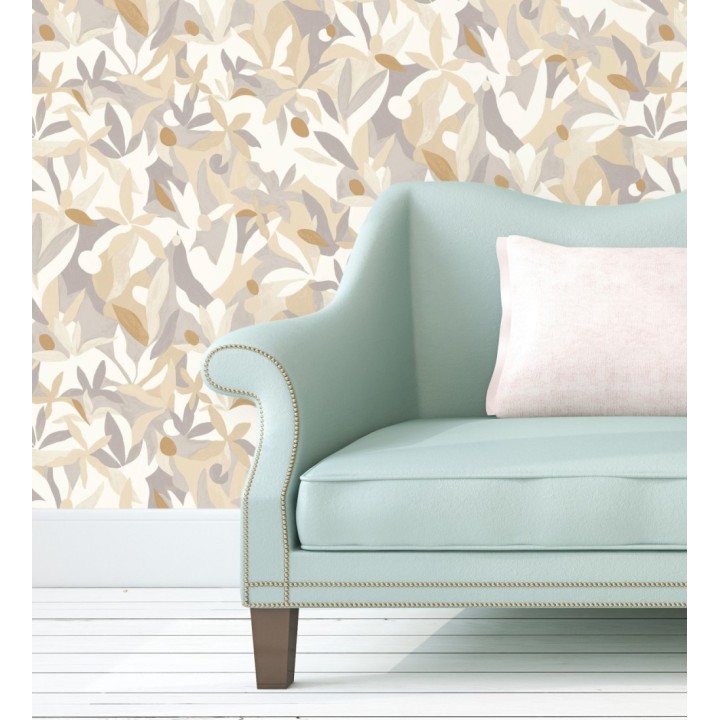 Papel pintado de hojas pintadas con acuarela estilo africano - Kendi 128661