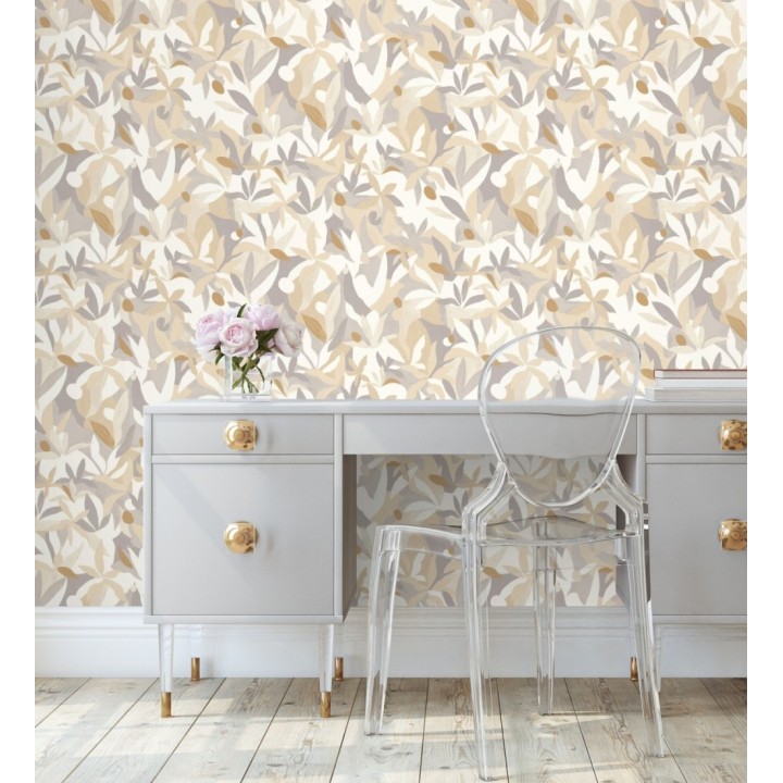 Papel pintado de hojas pintadas con acuarela estilo africano - Kendi 128661