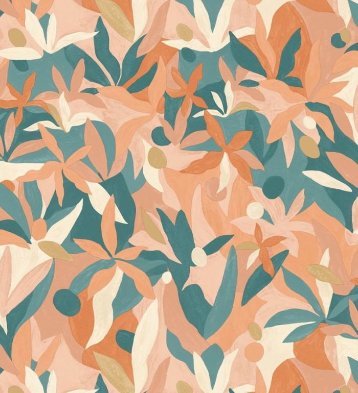 Papel pintado de hojas pintadas con acuarela estilo africano - Kendi 128662