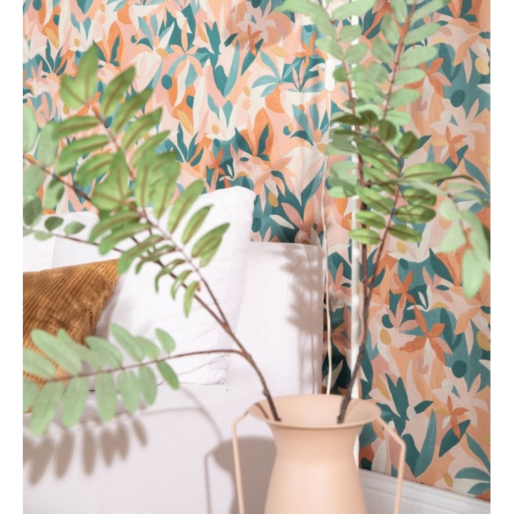 Papel pintado de hojas pintadas con acuarela estilo africano - Kendi 128662