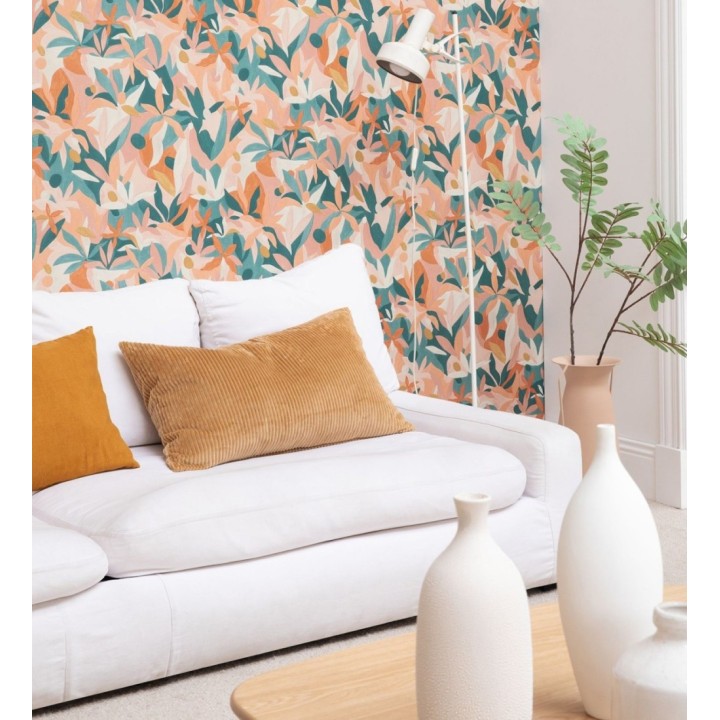 Papel pintado de hojas pintadas con acuarela estilo africano - Kendi 128662