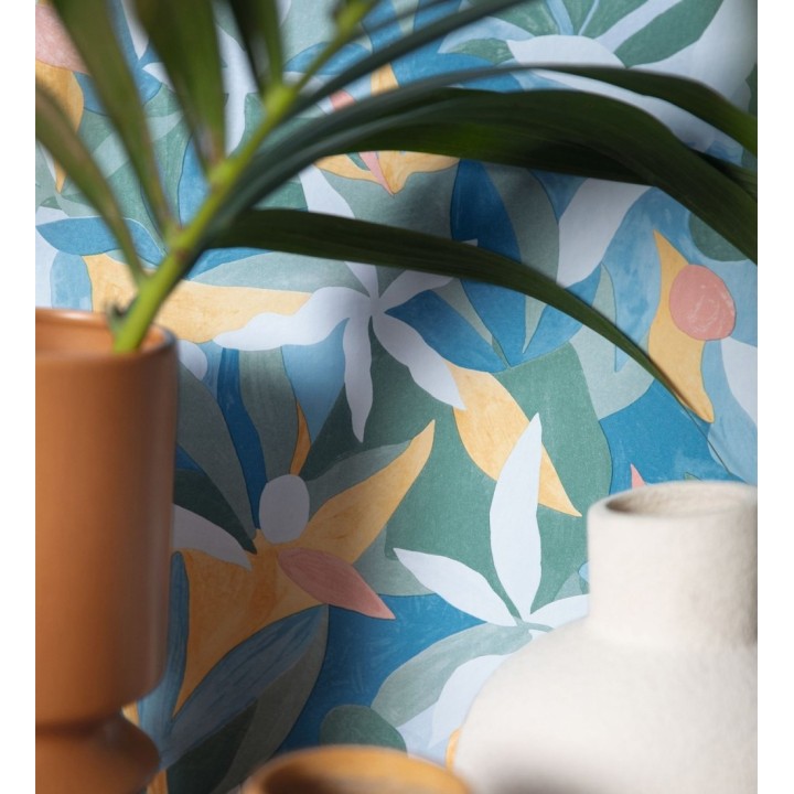 Papel pintado de hojas pintadas con acuarela estilo africano - Kendi 128664