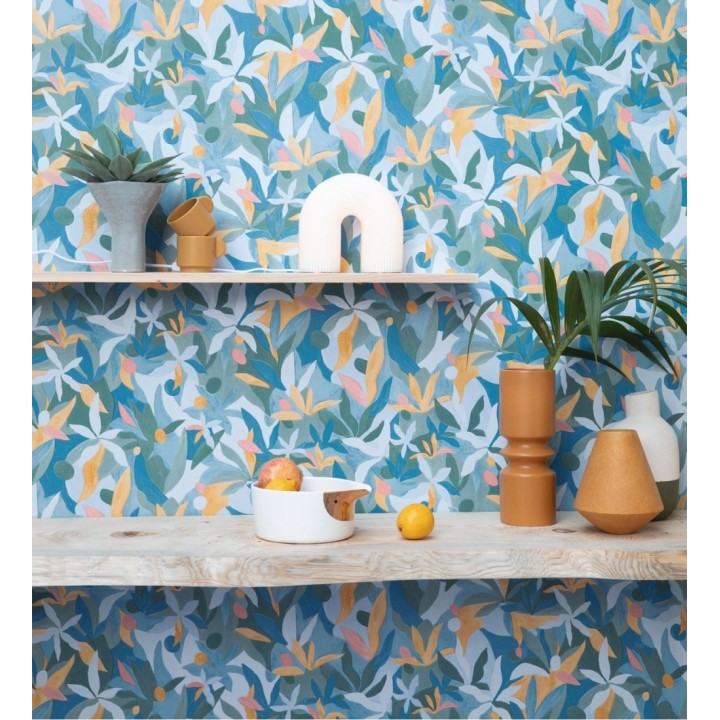 Papel pintado de hojas pintadas con acuarela estilo africano - Kendi 128664