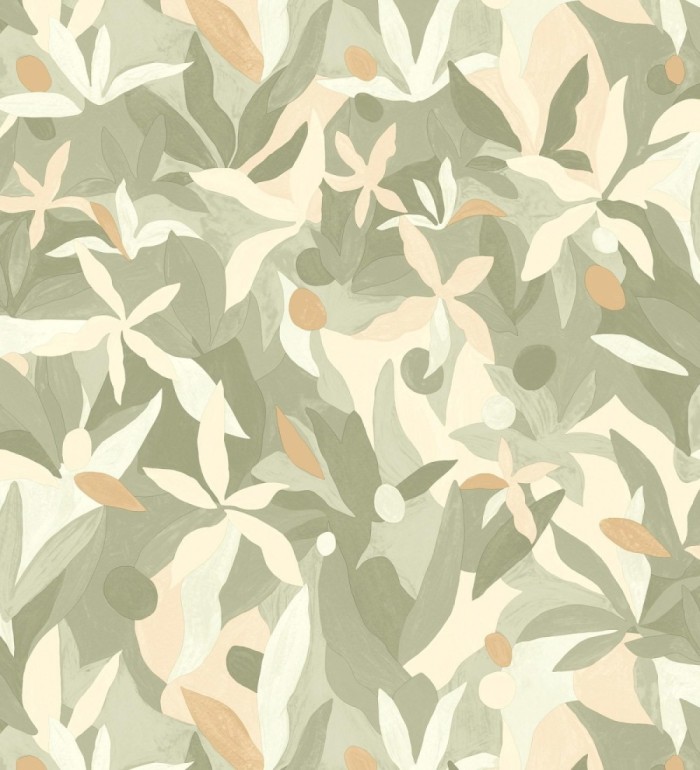 Papel pintado de hojas pintadas con acuarela estilo africano - Kendi 128665