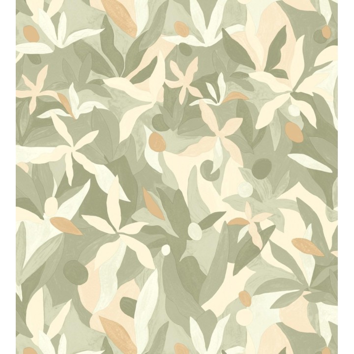 Papel pintado de hojas pintadas con acuarela estilo africano - Kendi 128665