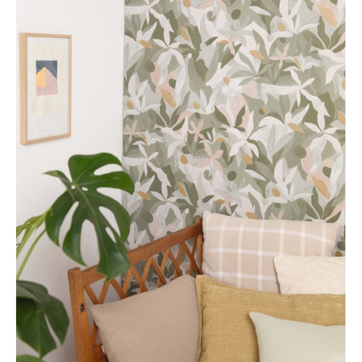 Papel pintado de hojas pintadas con acuarela estilo africano - Kendi 128665