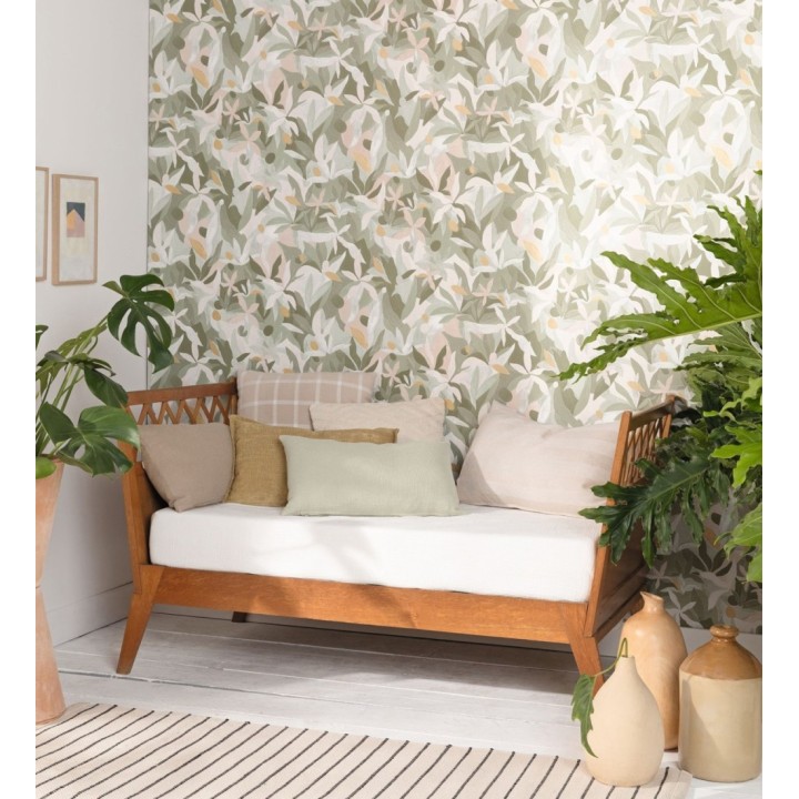 Papel pintado de hojas pintadas con acuarela estilo africano - Kendi 128665