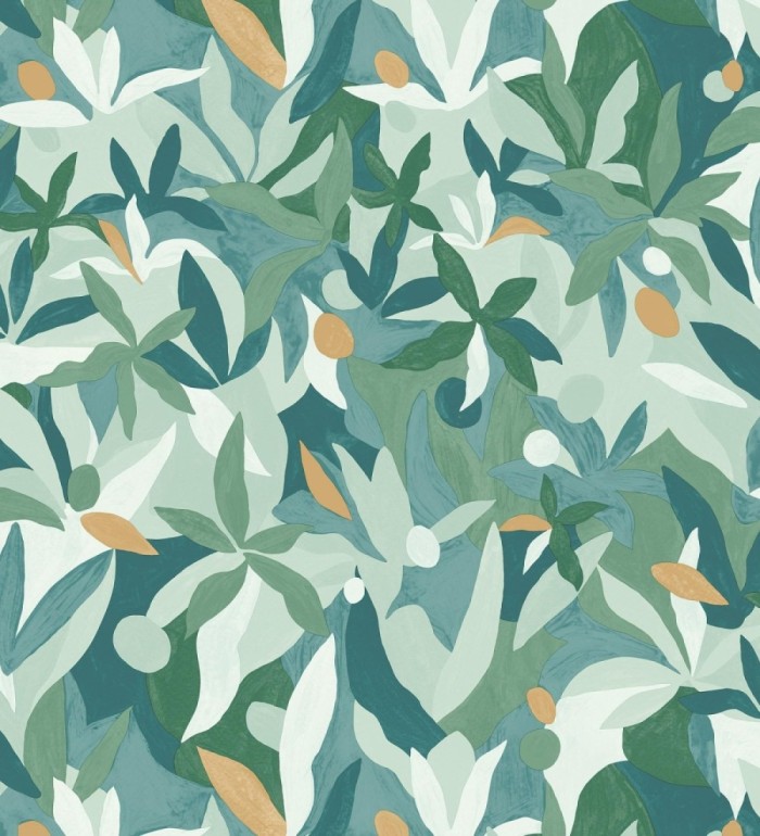 Papel pintado de hojas pintadas con acuarela estilo africano - Kendi 128666