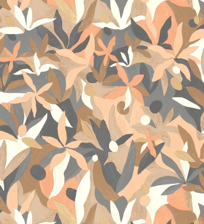 Papel pintado de hojas pintadas con acuarela estilo africano - Kendi 128667