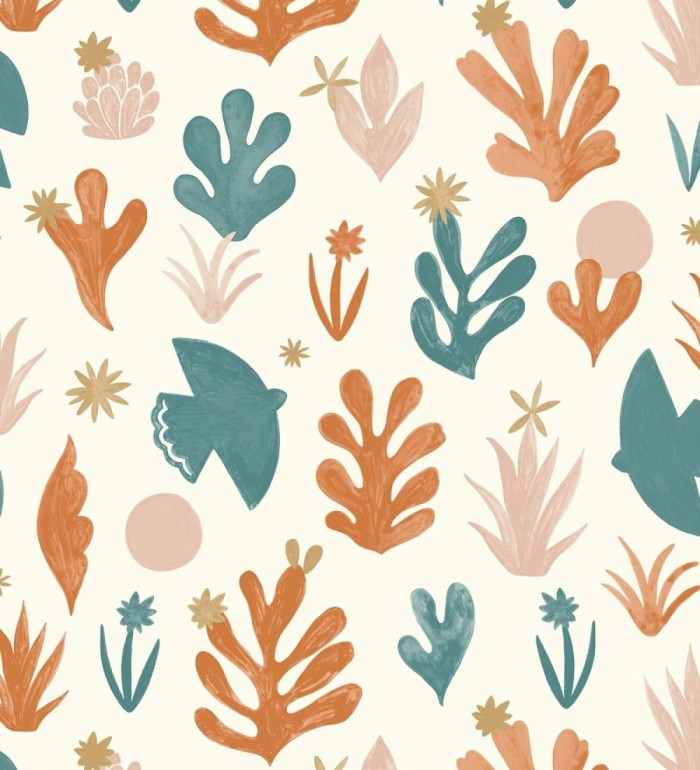 Papel pintado plantas y pájaros nórdico - Amiri 128668