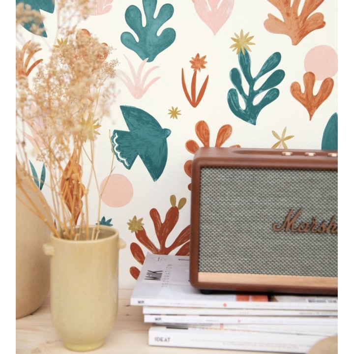 Papel pintado plantas y pájaros nórdico - Amiri 128668