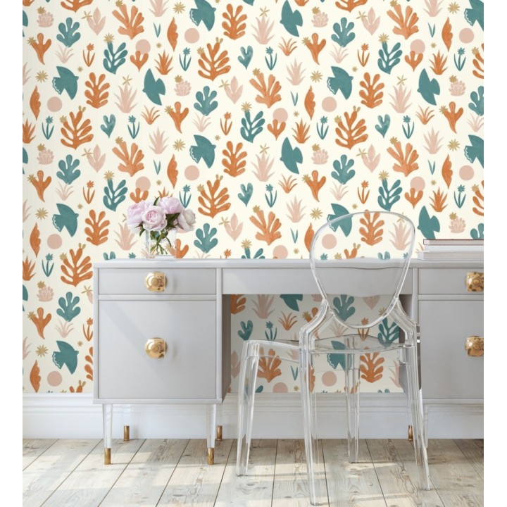 Papel pintado plantas y pájaros nórdico - Amiri 128668