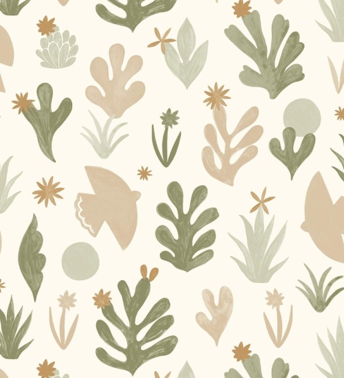 Papel pintado plantas y pájaros nórdico - Amiri 128669