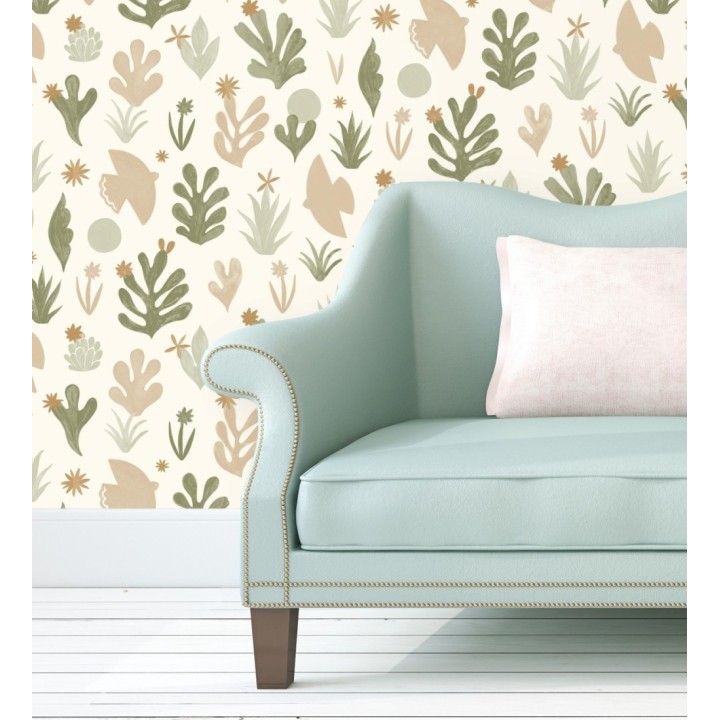 Papel pintado plantas y pájaros nórdico - Amiri 128669