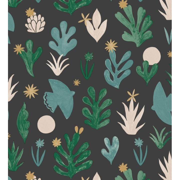 Papel pintado plantas y pájaros nórdico - Amiri 128670