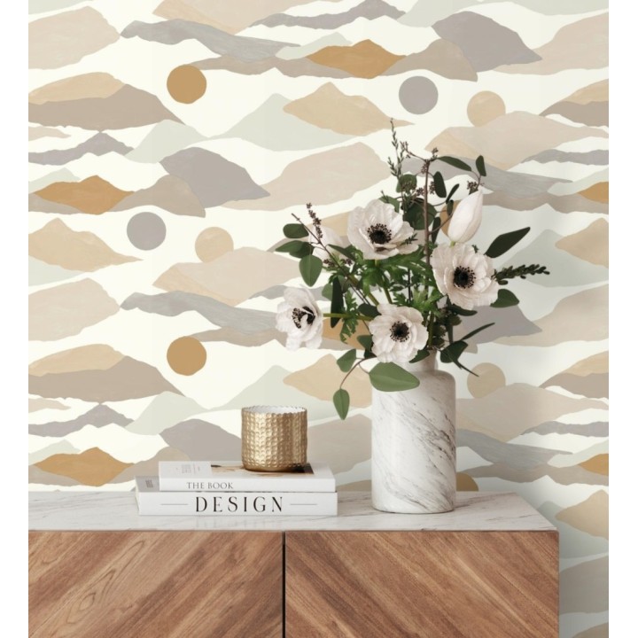 Papel pintado de nubes abstractas detalles dorados - Kibo 128671