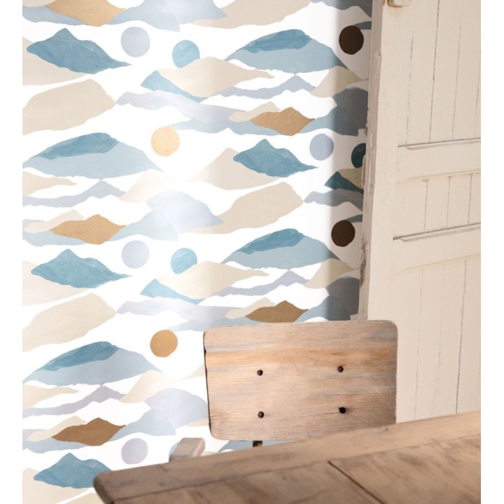 Papel pintado de nubes abstractas detalles dorados - Kibo 128672