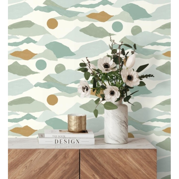 Papel pintado de nubes abstractas detalles dorados - Kibo 128673