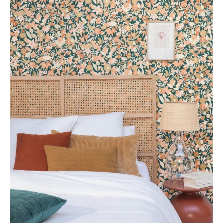 Papel pintado flores pequeñas de acuarela con detalles dorados - Ayat 128675