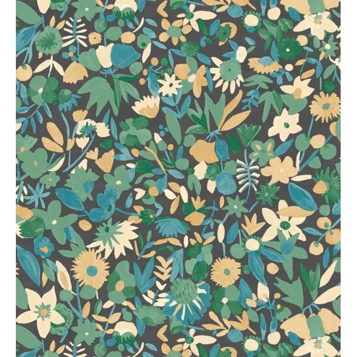 Papel pintado flores pequeñas de acuarela con detalles dorados - Ayat 128678