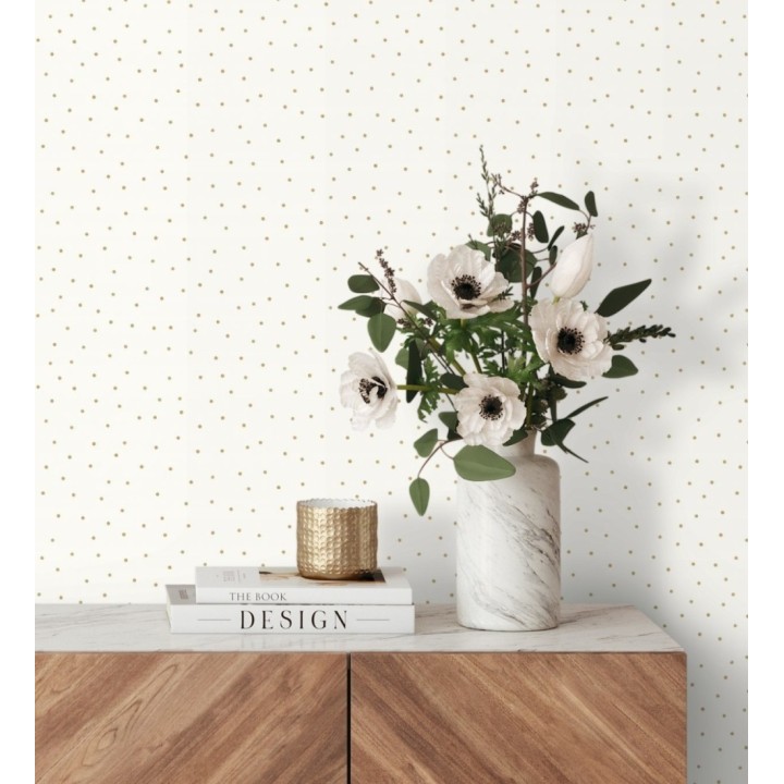 Papel pintado de lunares dorados fondo blanco - Daudi 128679
