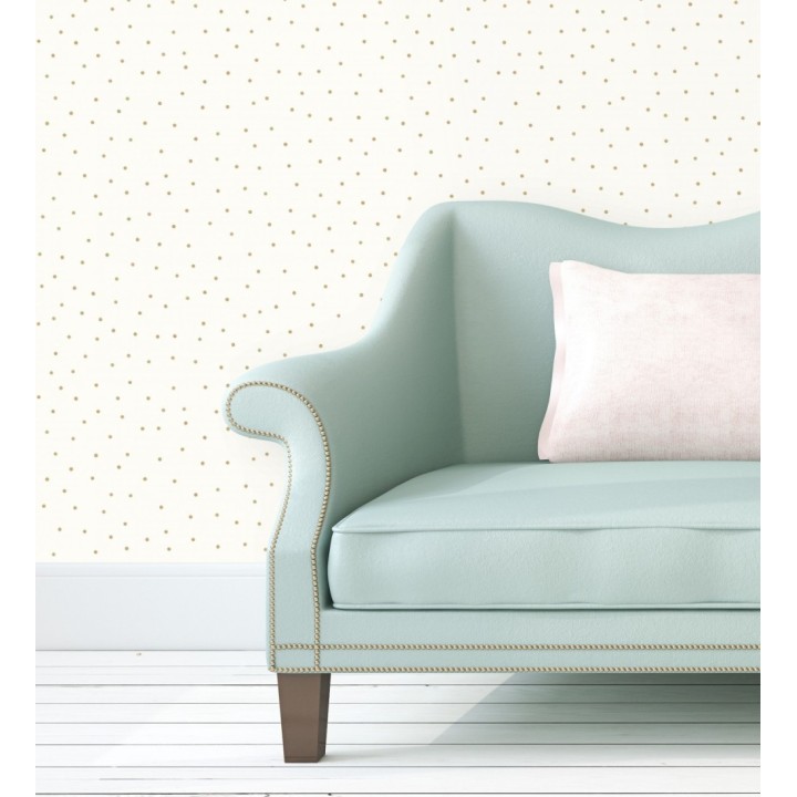 Papel pintado de lunares dorados fondo blanco - Daudi 128679