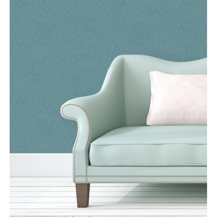 Papel pintado de lunares dorados fondo azul - Daudi 128680
