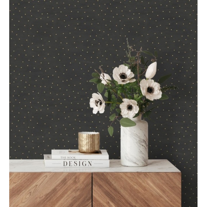 Papel pintado de lunares dorados fondo negro - Daudi 128682