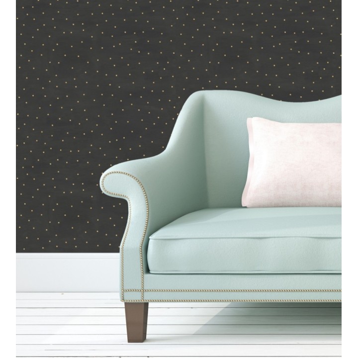 Papel pintado de lunares dorados fondo negro - Daudi 128682