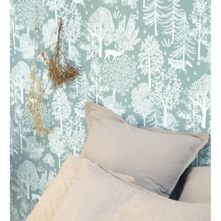 Papel pintado de árboles con ciervos y zorros - Keyan Forest 128690