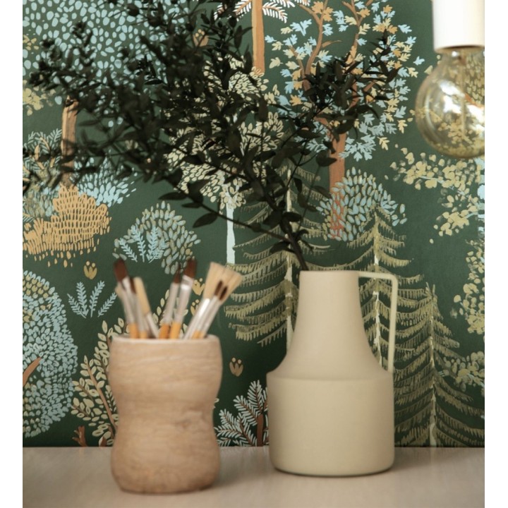 Papel pintado de árboles con ciervos y zorros - Keyan Forest 128692