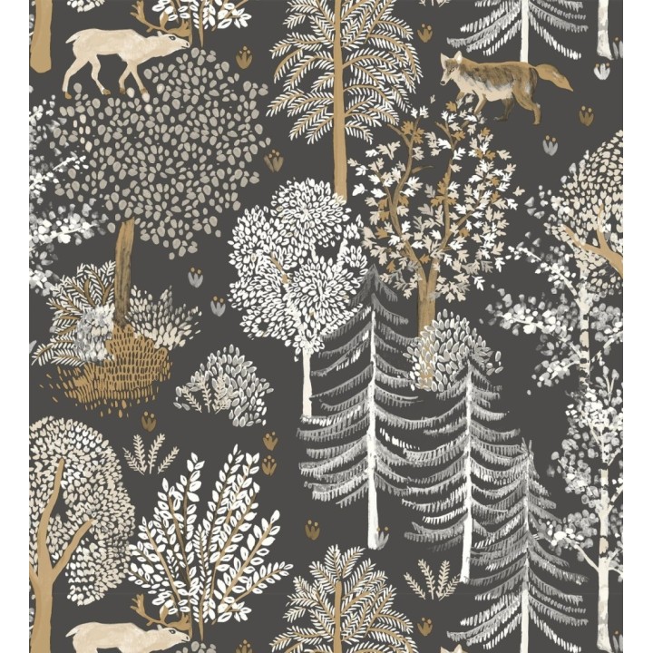 Papel pintado de árboles con ciervos y zorros - Keyan Forest 128694