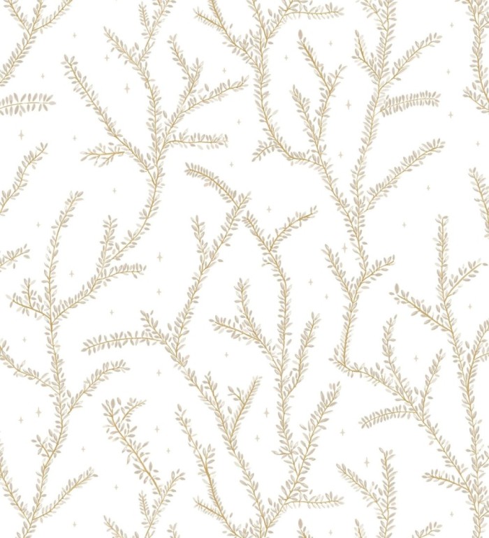 Papel pintado plantas de helechos hojas color topo - Canadian Leaves 128695