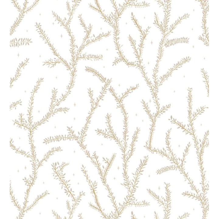 Papel pintado plantas de helechos hojas color topo - Canadian Leaves 128695