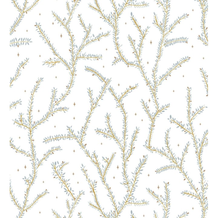 Papel pintado plantas de helechos hojas color azul - Canadian Leaves 128696