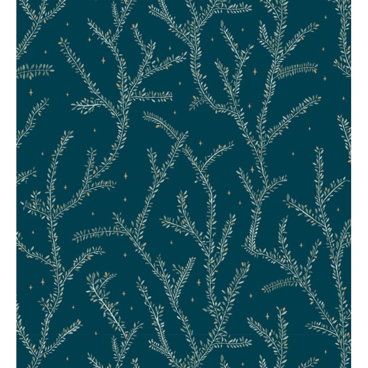 Papel pintado plantas de helechos hojas color turquesa - Canadian Leaves 128697