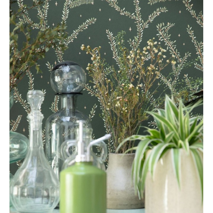 Papel pintado plantas de helechos hojas color verde - Canadian Leaves 128698