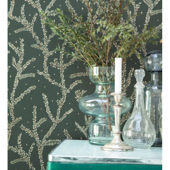 Papel pintado plantas de helechos hojas color verde - Canadian Leaves 128698