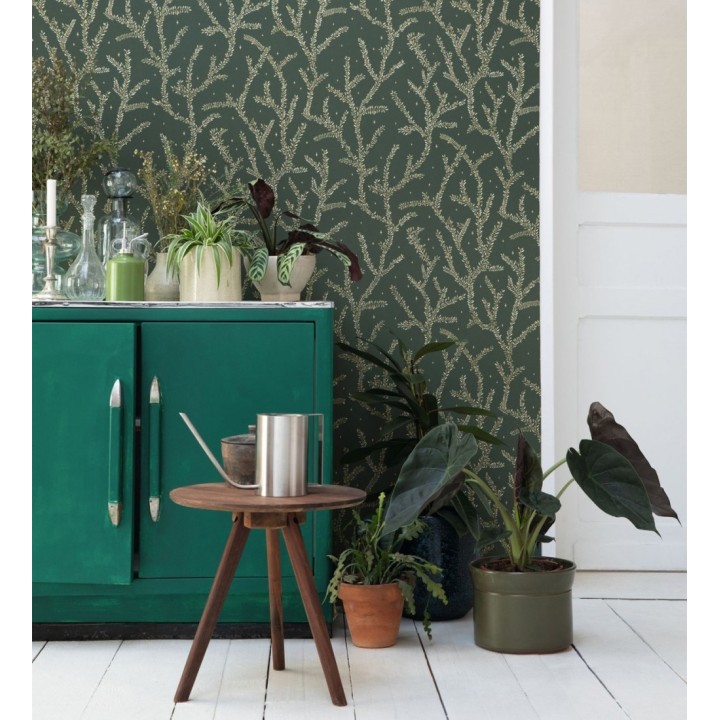 Papel pintado plantas de helechos hojas color verde - Canadian Leaves 128698