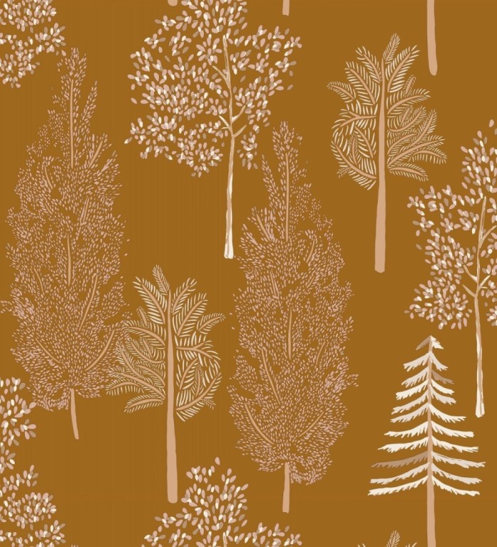 Papel pintado bosque de árboles tono ocre - Borneo Trees 128700