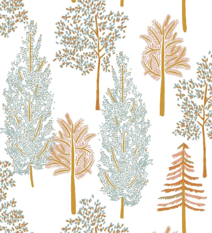 Papel pintado bosque de árboles tonos celeste - Borneo Trees 128701