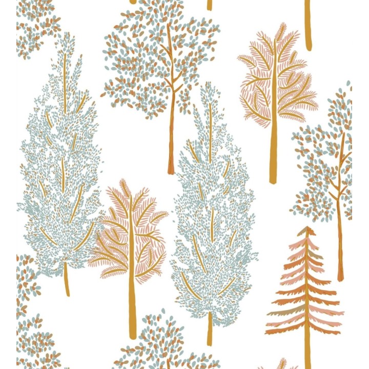 Papel pintado bosque de árboles tonos celeste - Borneo Trees 128701