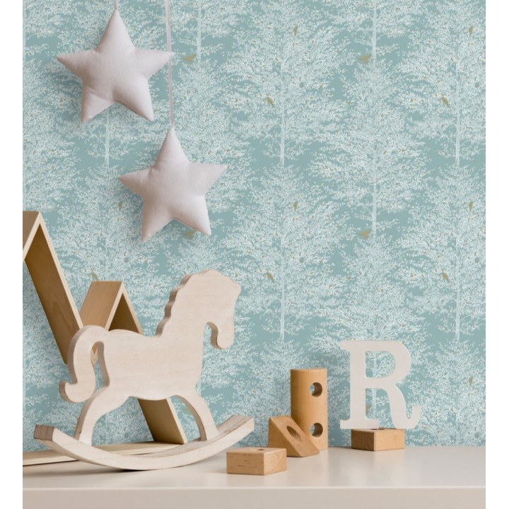 Papel pintado de árboles difuminados tonos azul grisáceo - Hyland Trees 128707