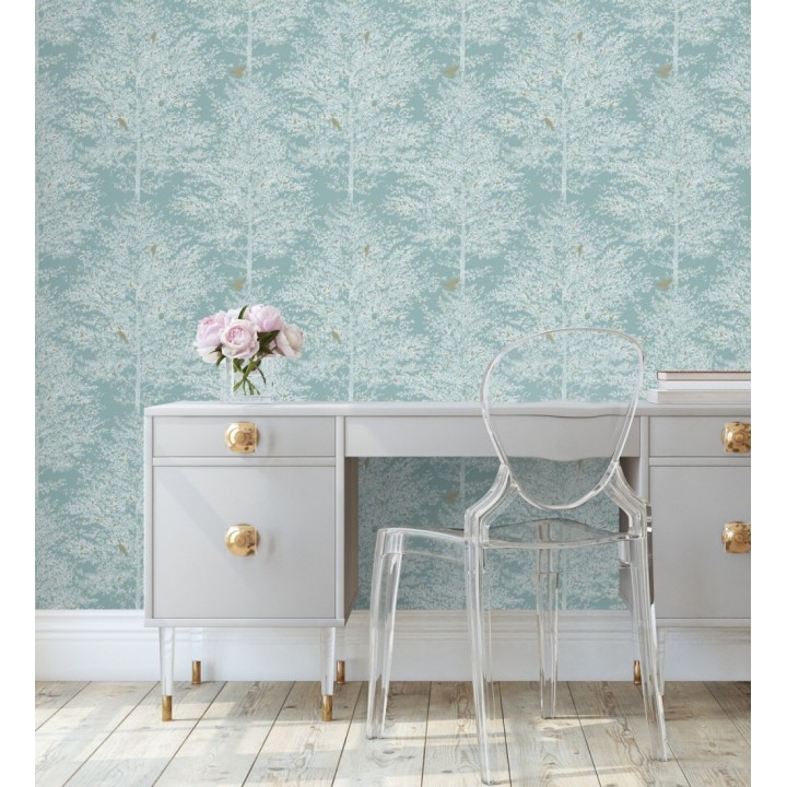 Papel pintado de árboles difuminados tonos azul grisáceo - Hyland Trees 128707