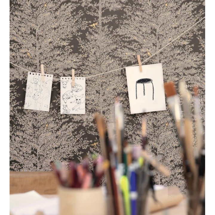 Papel pintado de árboles difuminados tonos oscuros - Hyland Trees 128709